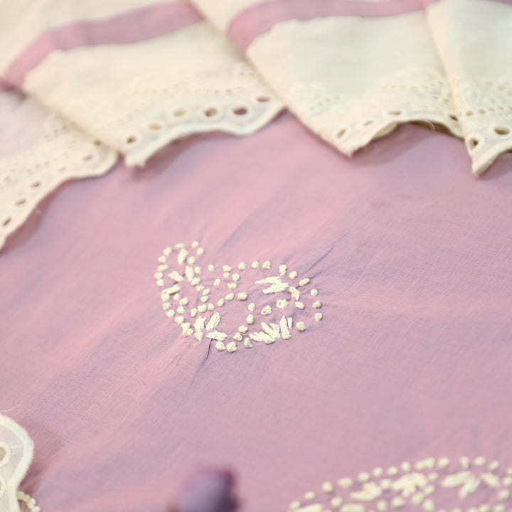 Jiya Petal Lavender French Knot Detailing Cotton Set