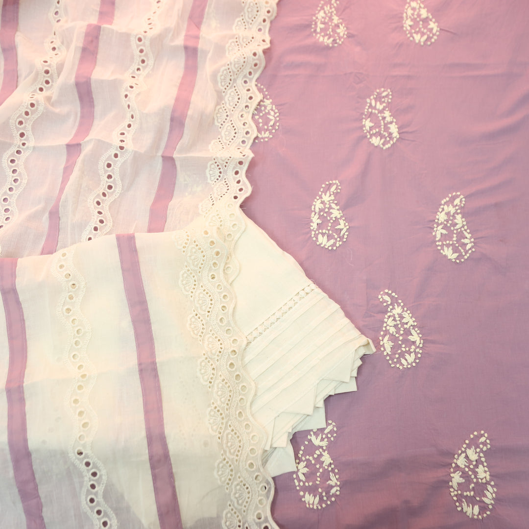Jiya Petal Lavender French Knot Detailing Cotton Set
