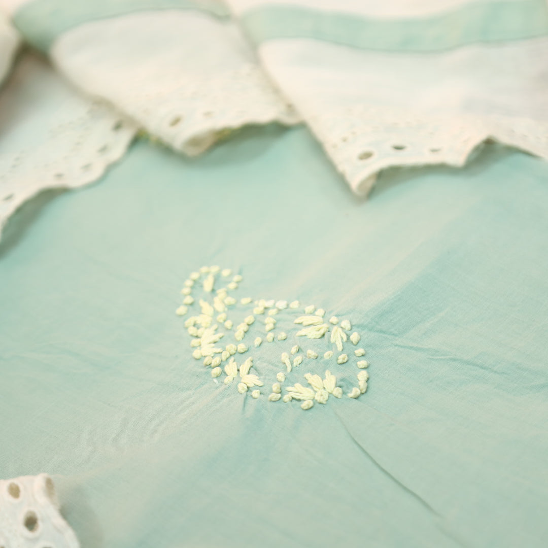 Jiya Sage Green French Knot Detailing Cotton Set