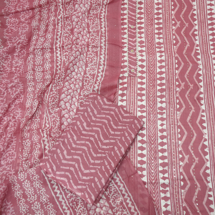 Farheen Mauve Pink All Over Digital Dabu Printed Cotton Suit Set