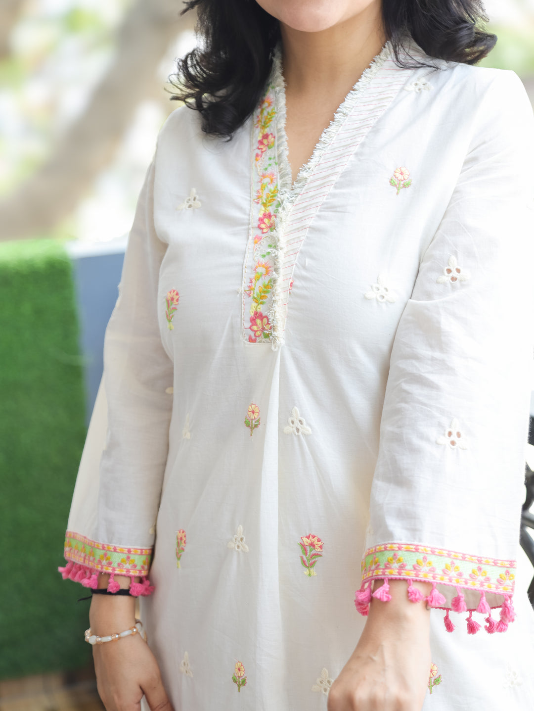 Luna Shell White Embroidered Cotton Co-ord Set