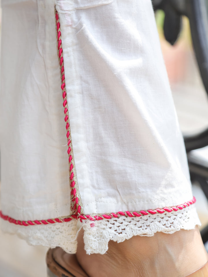 Luna White Red Floral Mul Cotton Co-ord Set