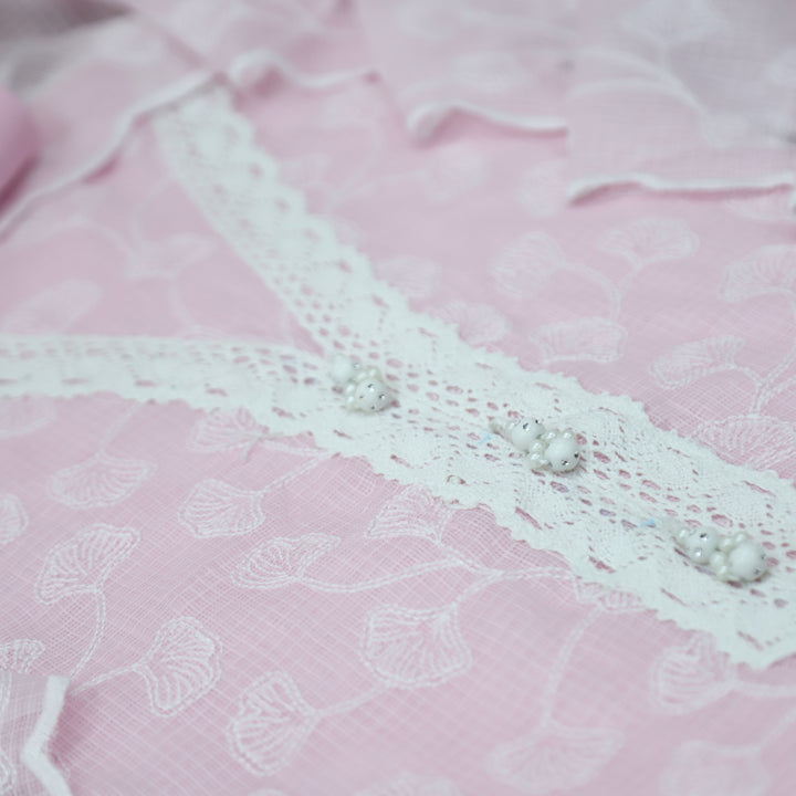 Zeenat Candy Pink Lace Work in All Over Thread Work Kota Doriya Suit Set