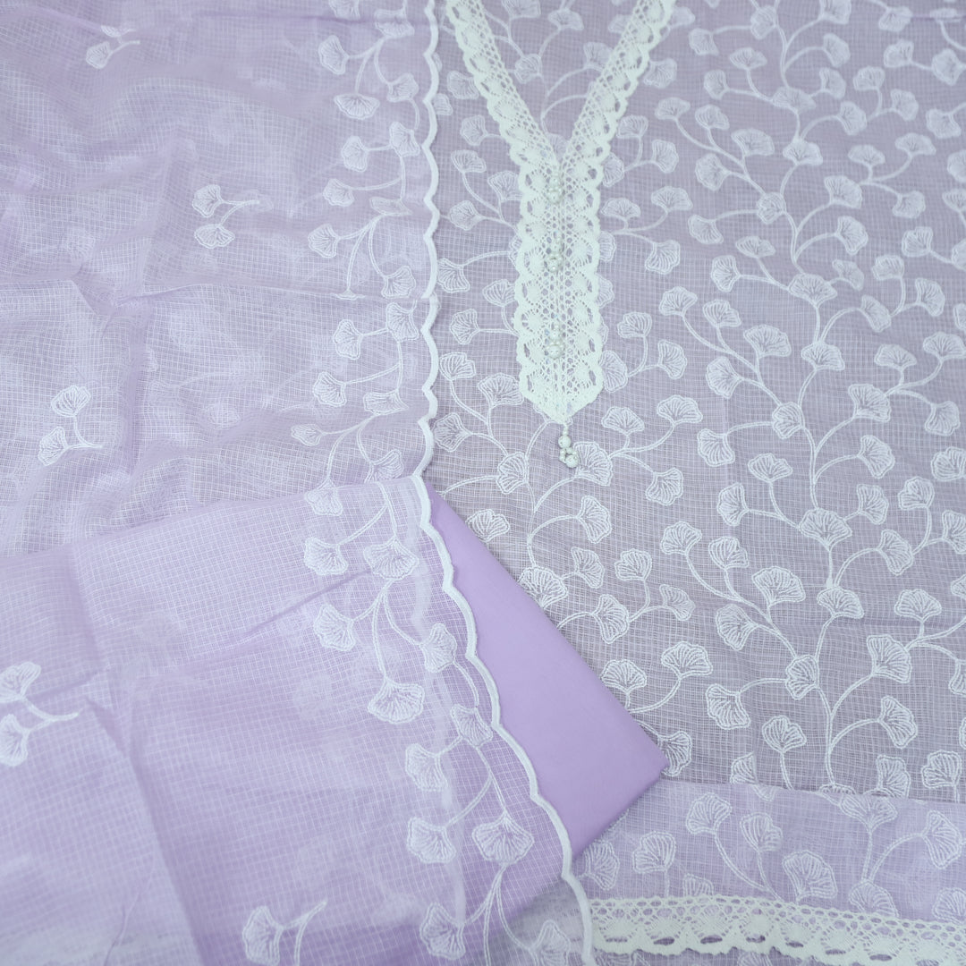Zeenat Petal Lavender Lace Work in All Over Thread Work Kota Doriya Suit Set