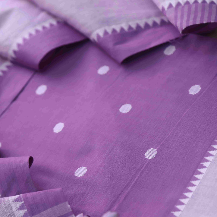Sanskruti Pastel Purple with Lilac Dupatta South Cotton Temple Hem Suit Set