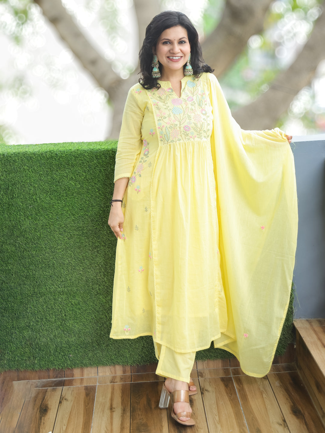 sachin and babi light blue dress Butter Yellow Embroidered Printed Lawn dress main image 1