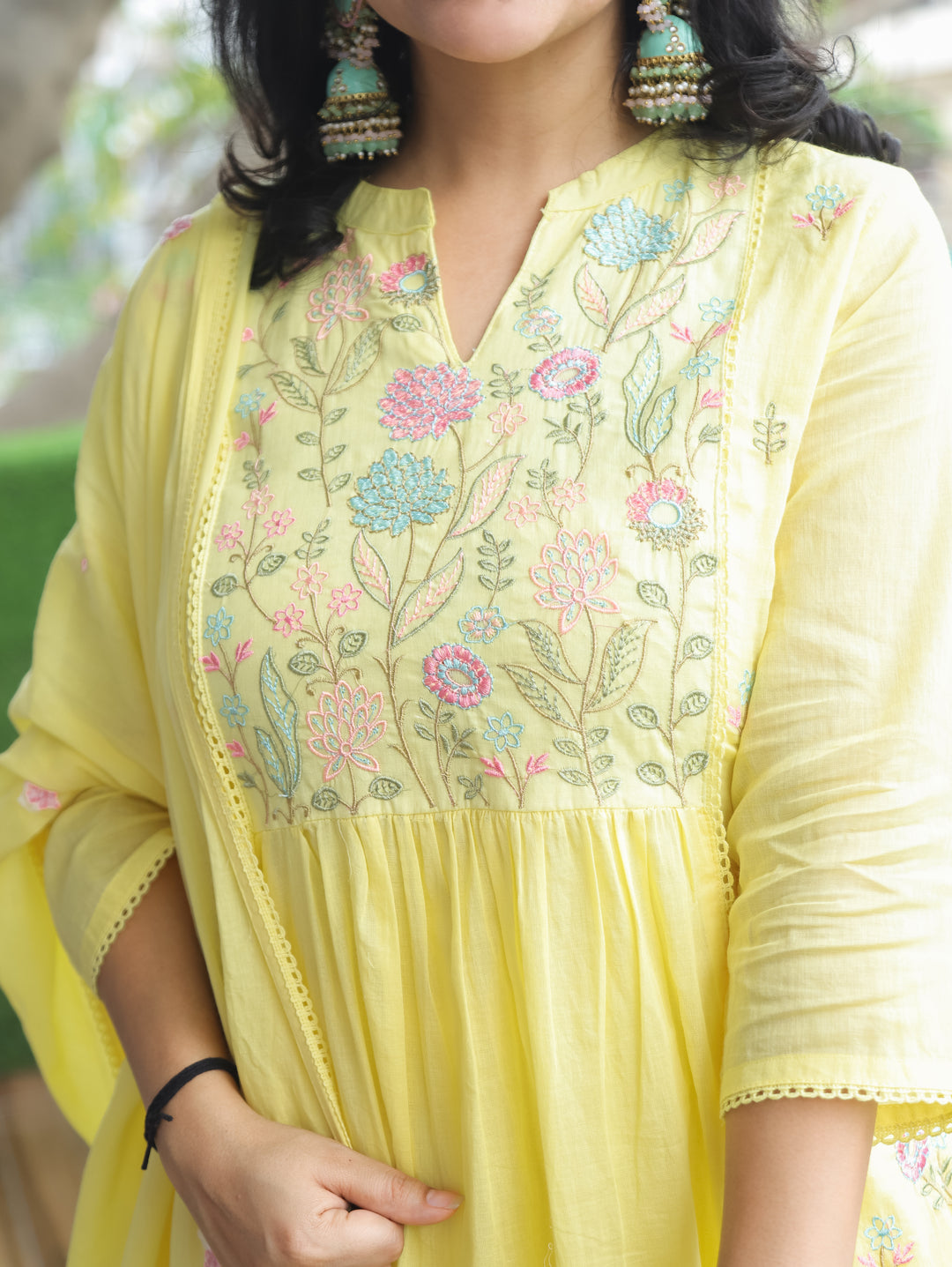 Emily Butter Yellow Embroidered 3 Piece Set
