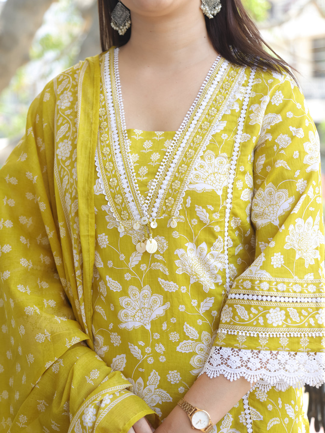Jiya Turmeric Yellow Floral Printed 3 Piece Set