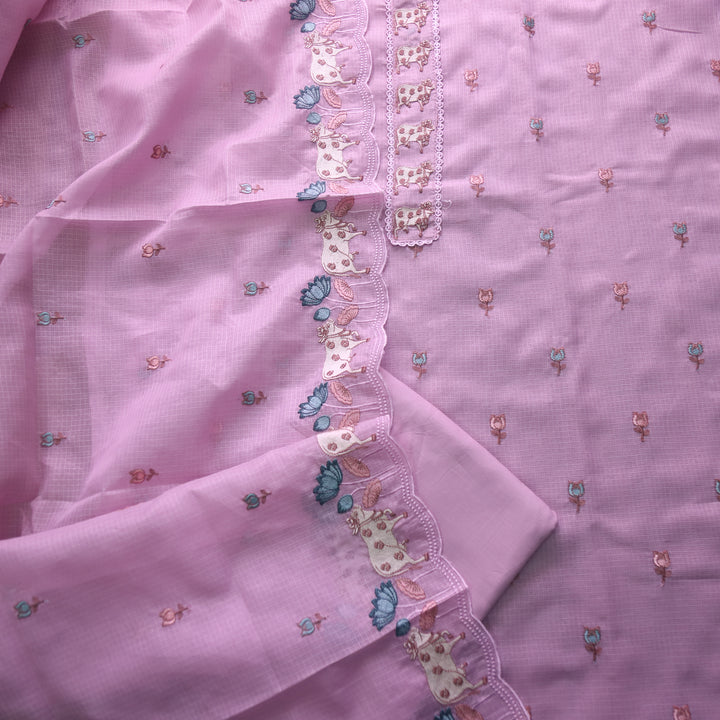 Khayal Orchid Purple Pichwai Thread Embroidery Neck Work Kota Doriya Set