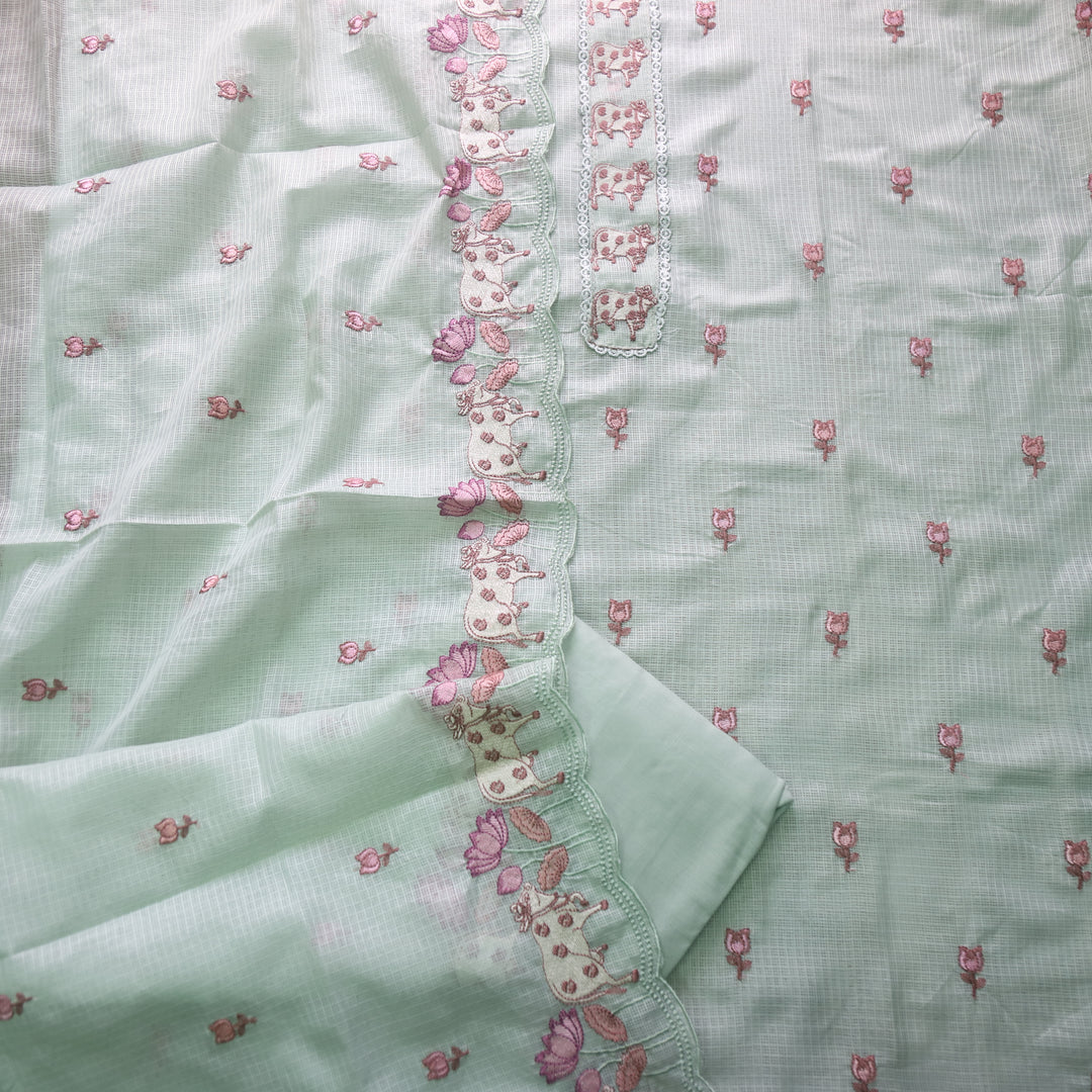 Khayal Mint Green Pichwai Thread Embroidery Neck Work Kota Doriya Set