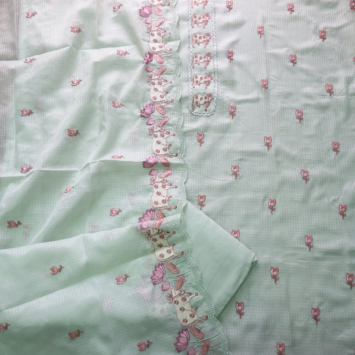 Khayal Mint Green Pichwai Thread Embroidery Neck Work Kota Doriya Set