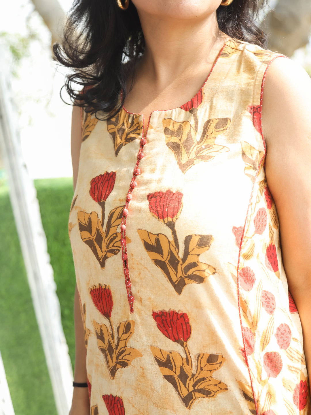 Mahi Buttermilk Beige Panel Cotton 2 Piece Set