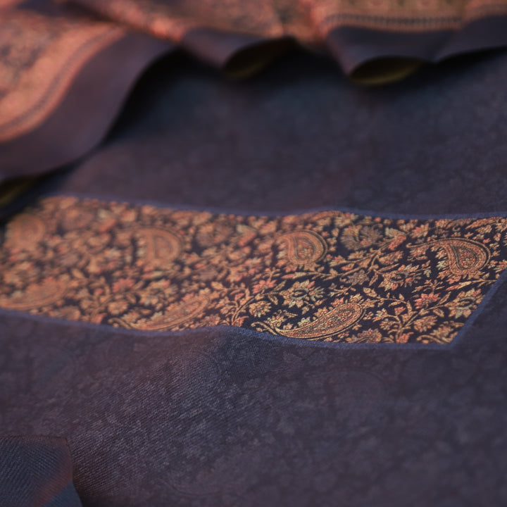 झिलमिल Air Navy Blue Elegant Digital Printed Semi Pashmina Winter Set