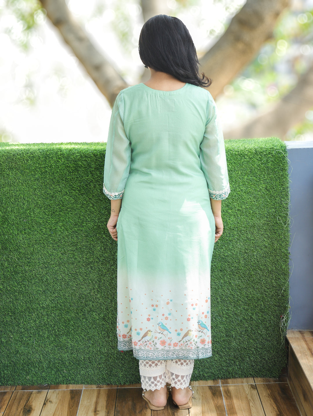 Sofia Mint Green Panel Kota Doriya Kurti