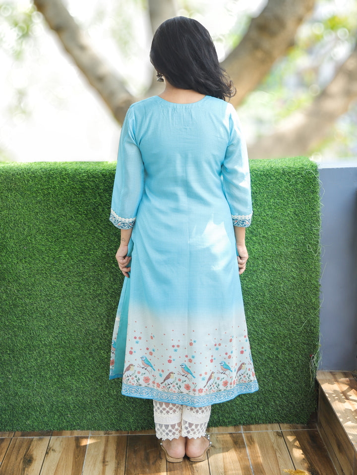 Sofia Sky Blue Panel Kota Doriya Kurti