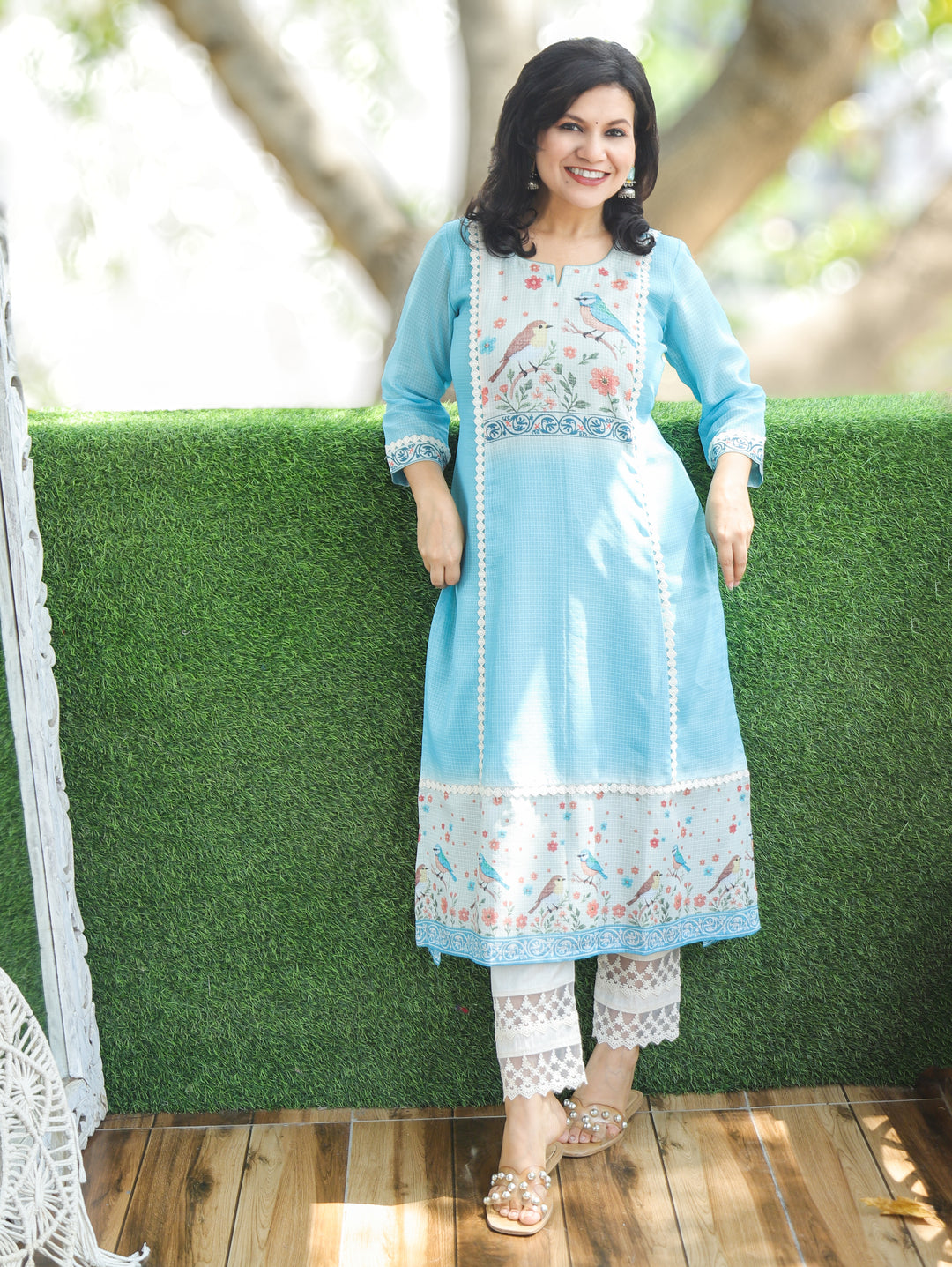 Sofia Sky Blue Panel Kota Doriya Kurti