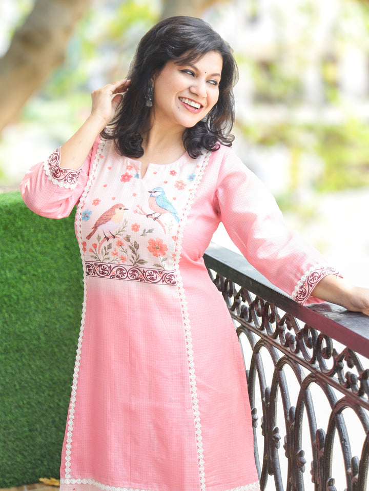 Sofia Soft Pink Panel Kota Doriya Kurti