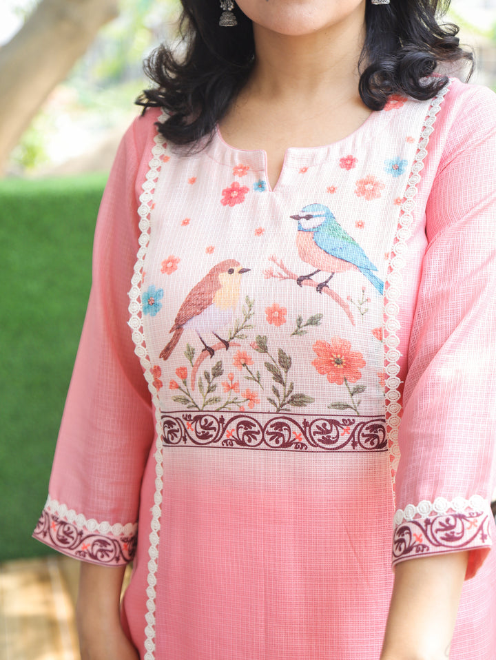 Sofia Soft Pink Panel Kota Doriya Kurti