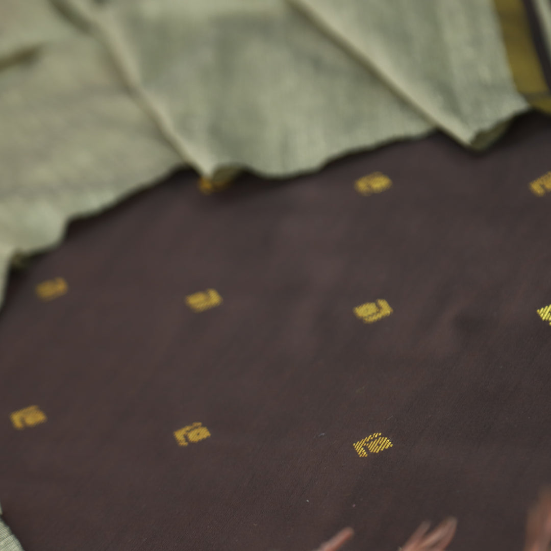 Premika Chocolate Brown All Over Thread Weaved Work Cotton Silk Suit Set