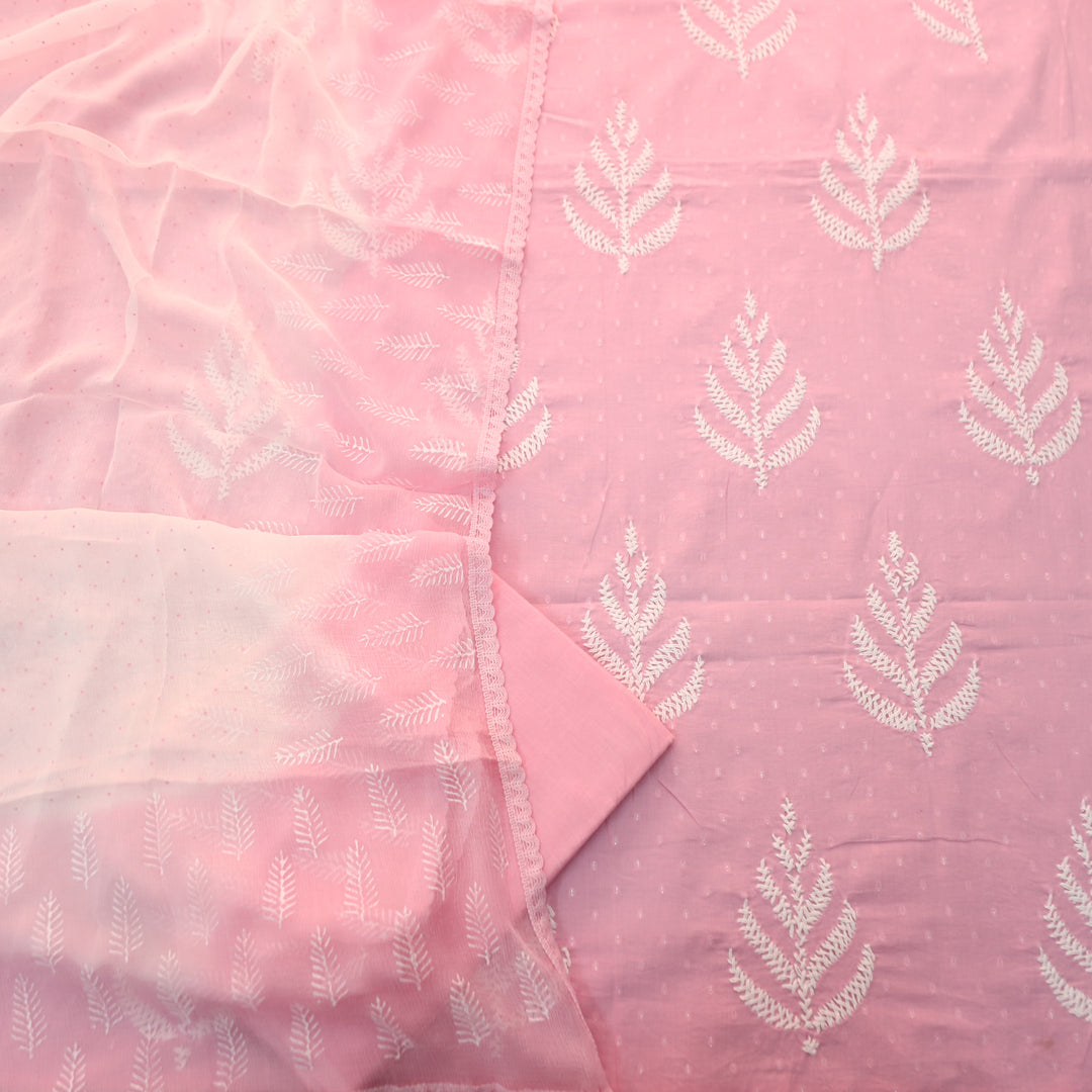 Nurvi Soft Pink All Over Embroidered Cotton Set