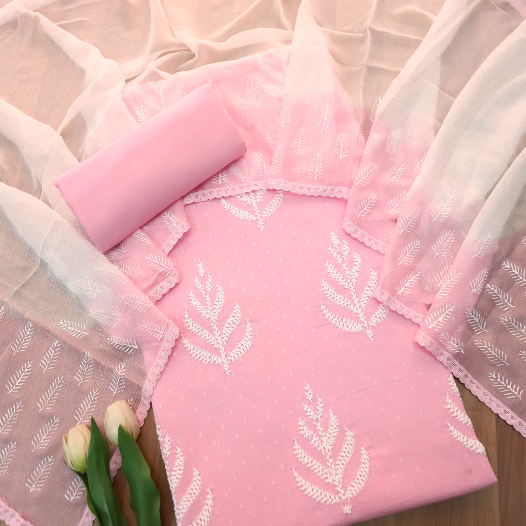 Nurvi Soft Pink All Over Embroidered Cotton Set