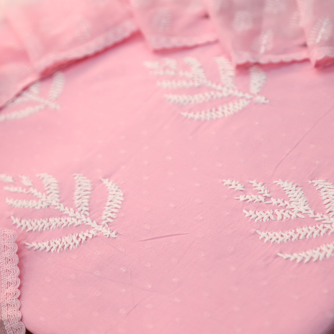 Nurvi Soft Pink All Over Embroidered Cotton Set