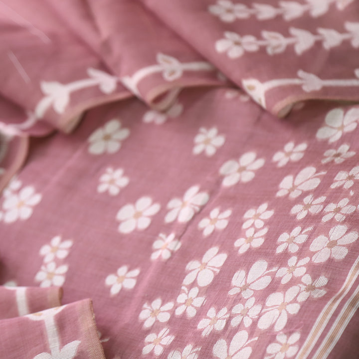 Jannat Mauve Pink Authentic Jamdani Top and Jamdani Dupatta