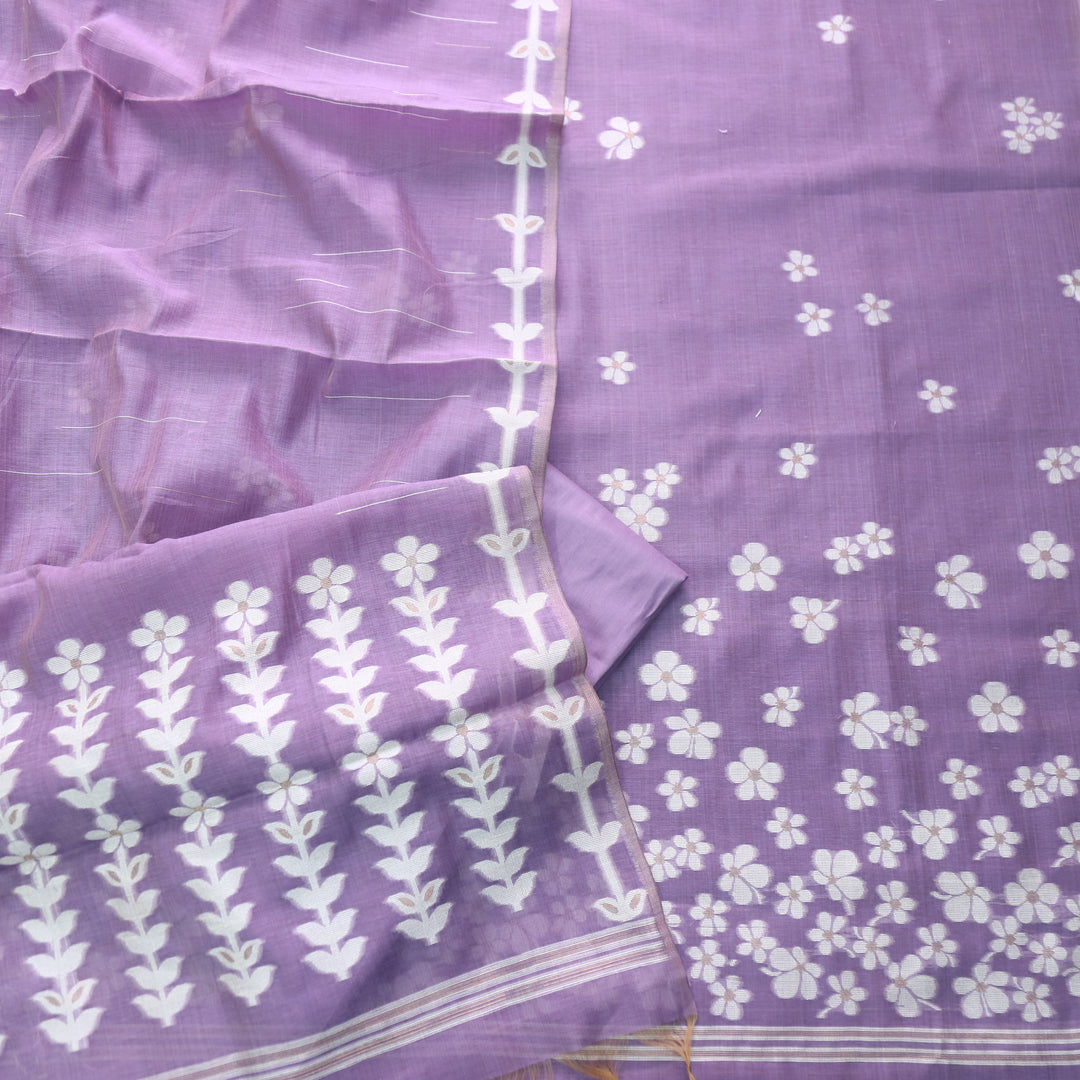 Jannat Perry Purple Authentic Jamdani Top and Jamdani Dupatta