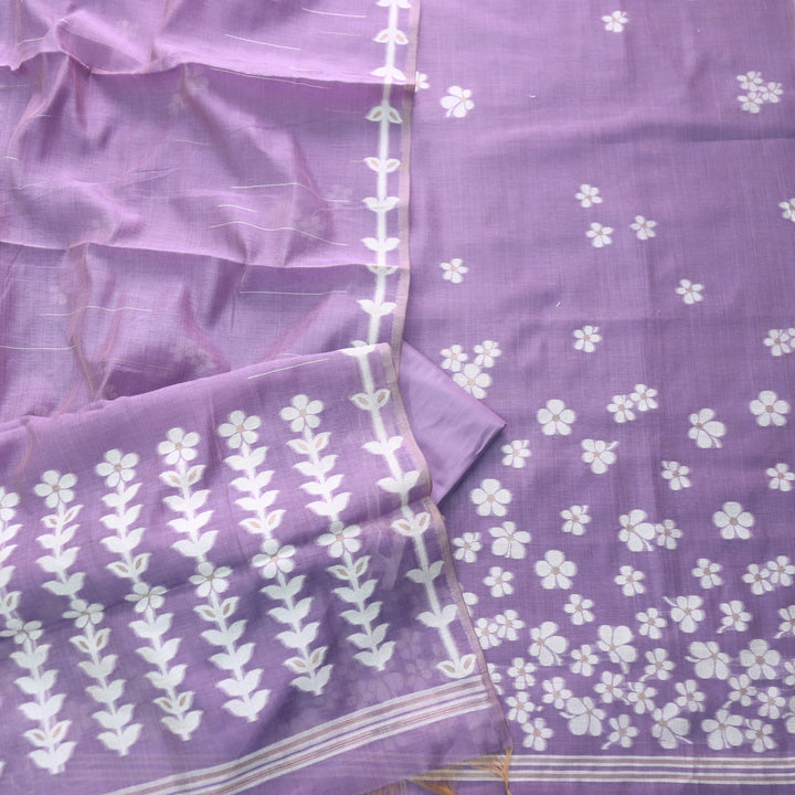 Jannat Perry Purple Authentic Jamdani Top and Jamdani Dupatta
