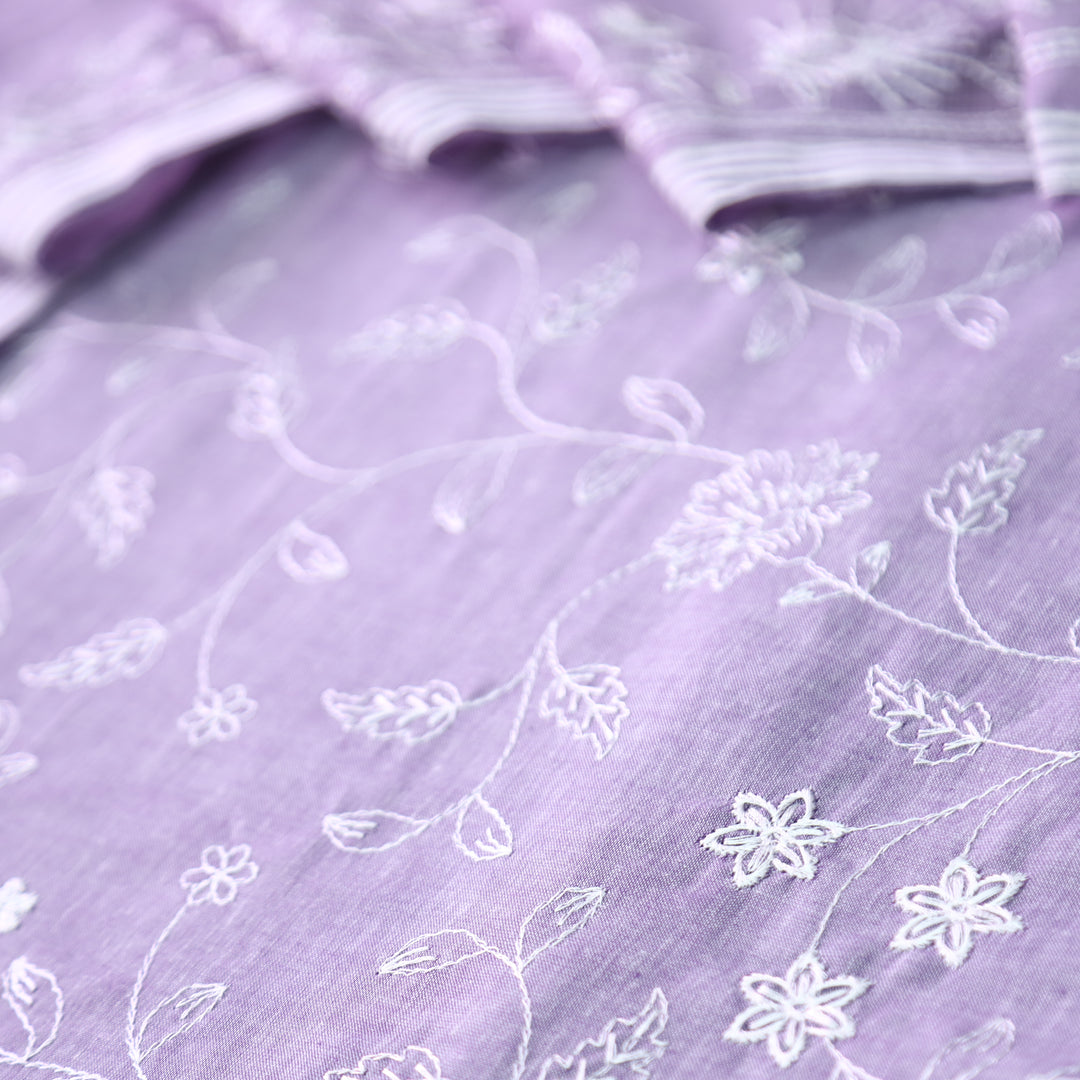 Jiya Helio Lilac All Over Embroidered Cotton Set