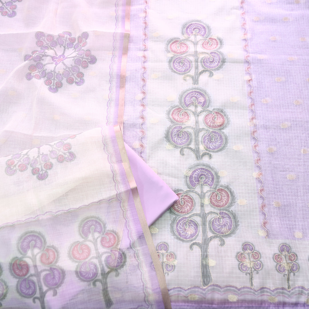 Tanishka Lilly Lilac Chain Style Zari Work Panel with Floral Printed Kota Doriya Set