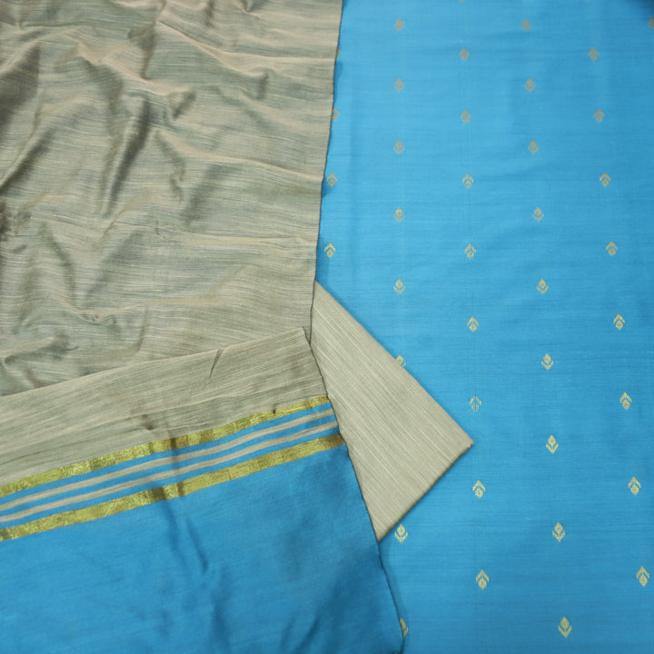 Premika Azure Blue All Over Thread Weaved Work Cotton Silk Suit Set