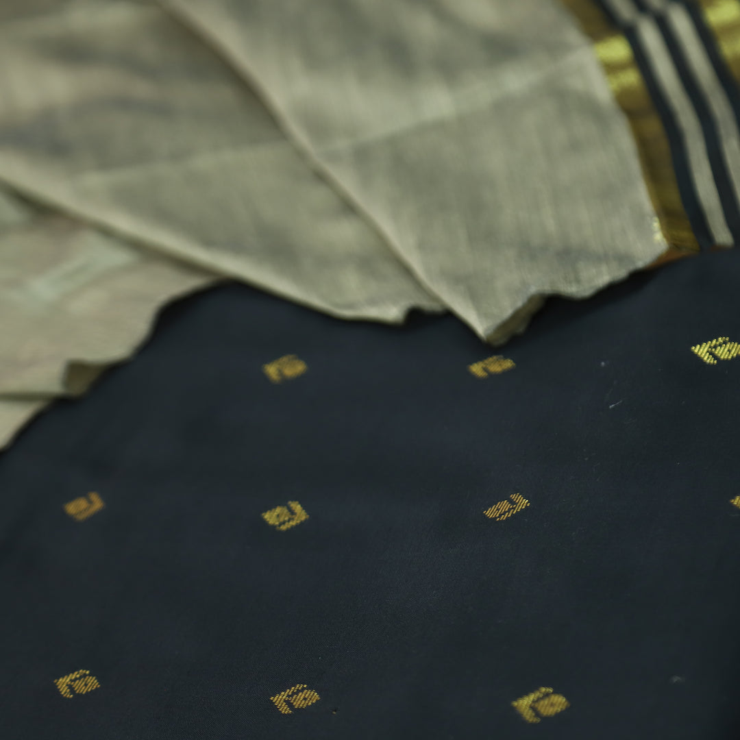 Premika Ebony Black All Over Thread Weaved Work Cotton Silk Suit Set