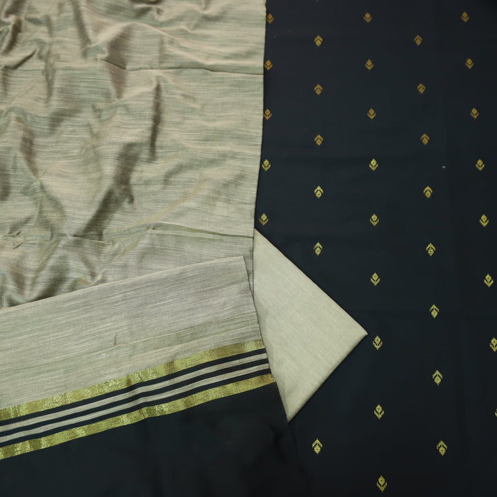 Premika Ebony Black All Over Thread Weaved Work Cotton Silk Suit Set