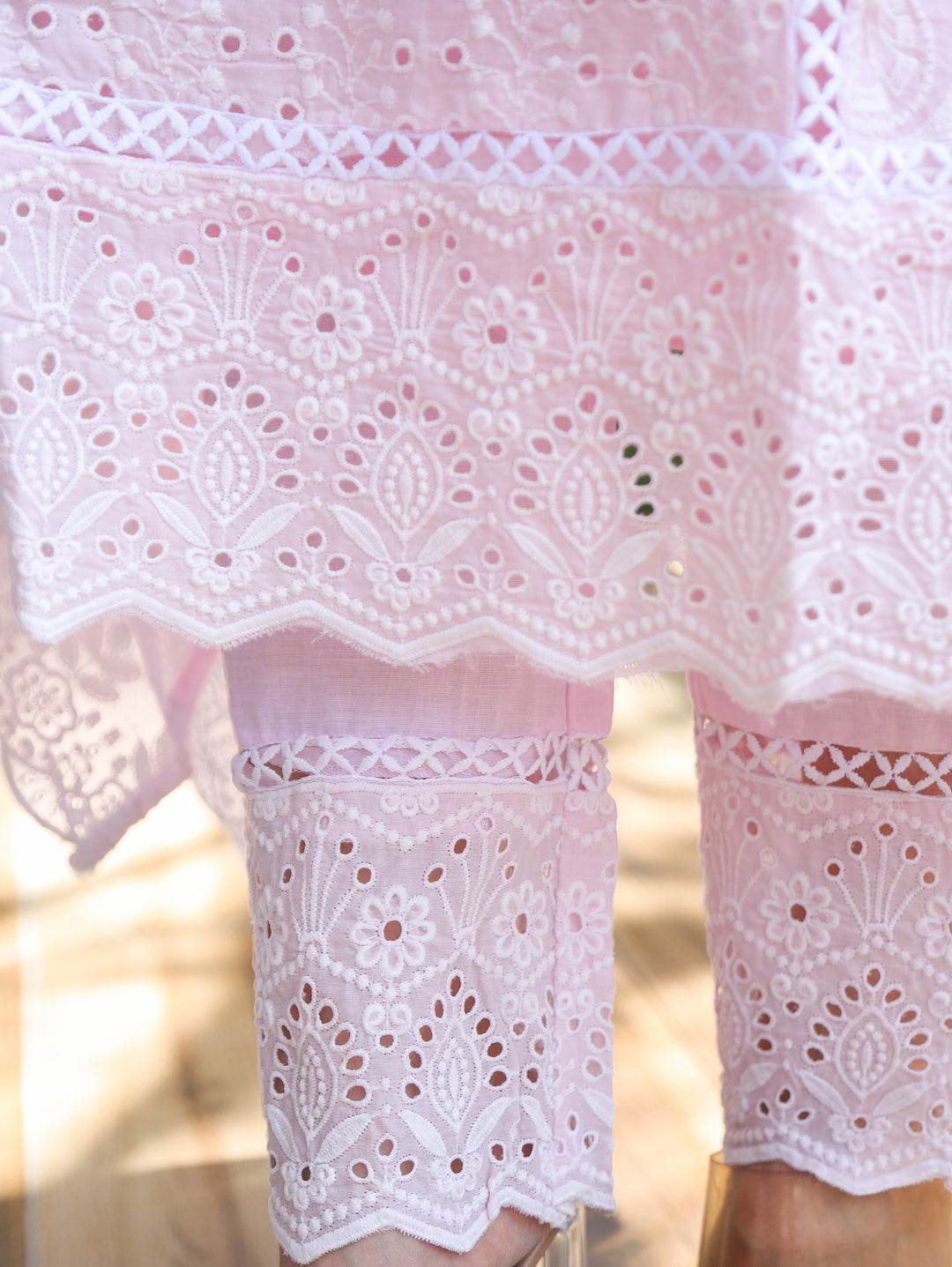 Millie Frosty Pink Anarkali Mul Cotton 3 Piece Set