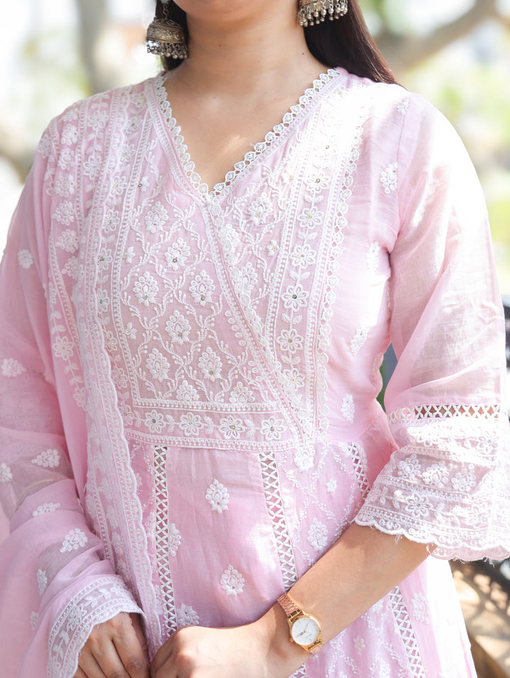 Millie Candy Pink Anarkali Mul Cotton 3 Piece Set