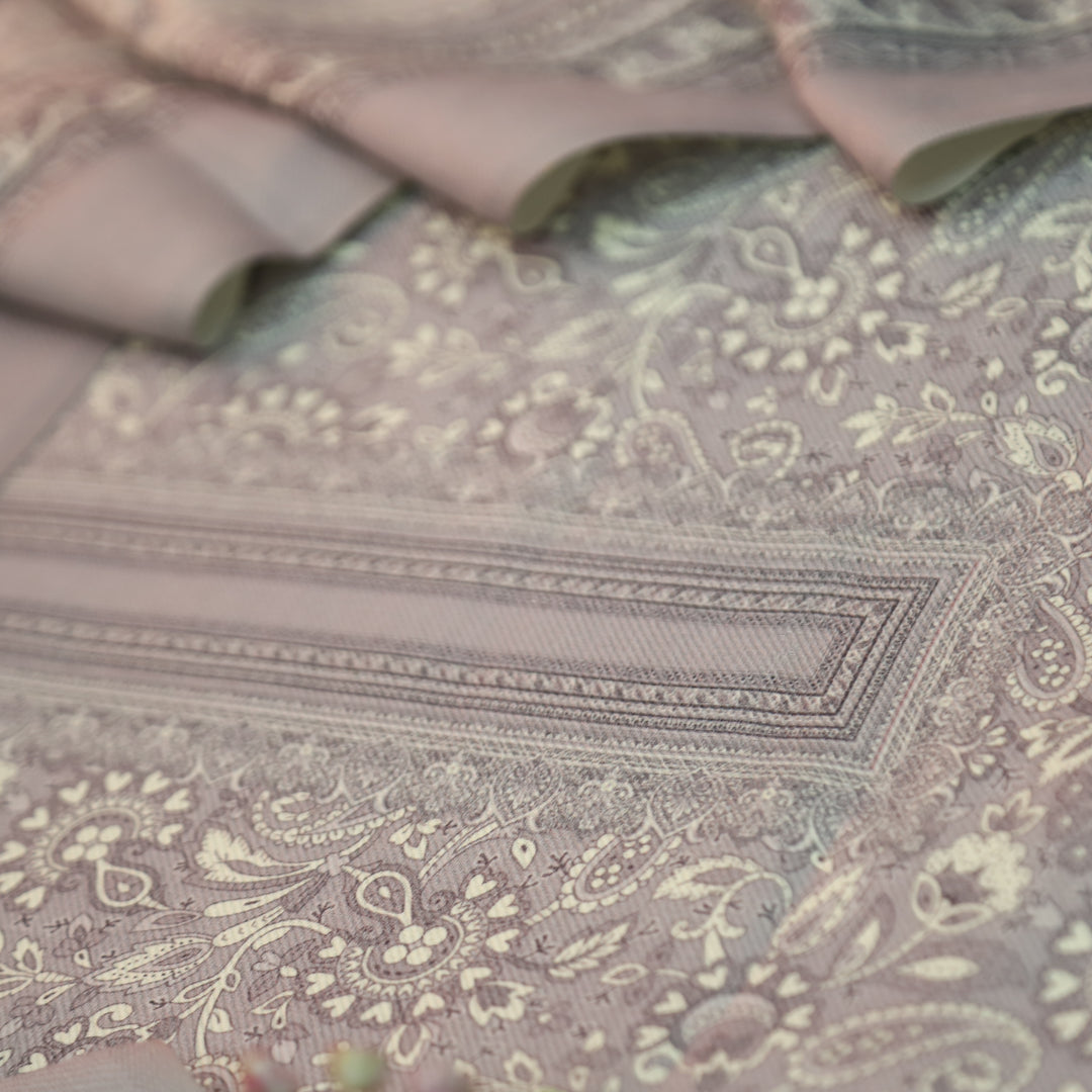 मोहिनी Shadow Grey Balanced By Digital Floral Printed Semi Pashmina Suit Set