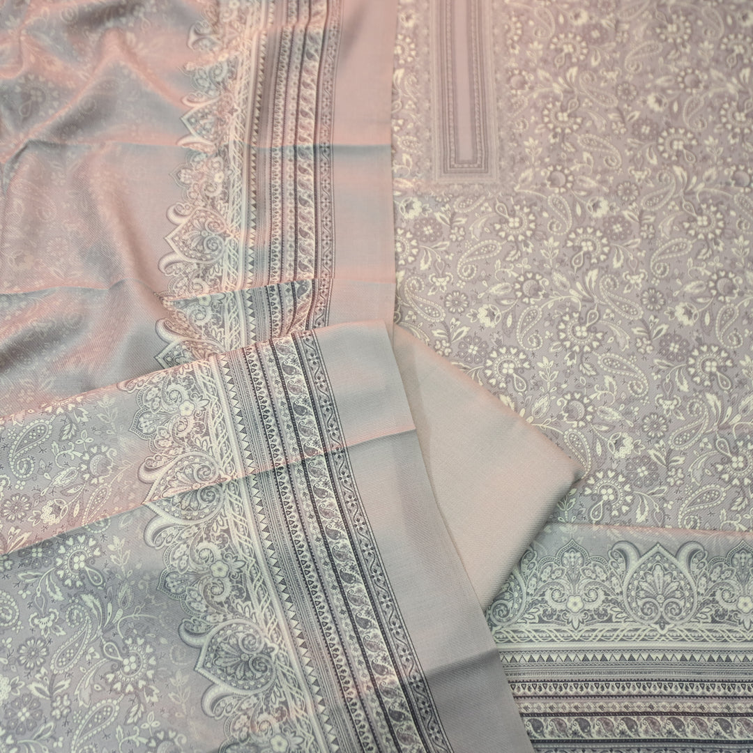 मोहिनी Shadow Grey Balanced By Digital Floral Printed Semi Pashmina Suit Set