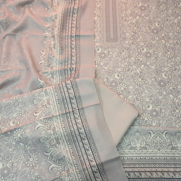 मोहिनी Shadow Grey Balanced By Digital Floral Printed Semi Pashmina Suit Set
