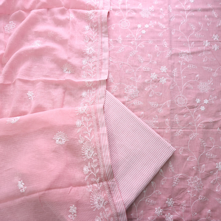 Jiya Blush Pink All Over Embroidered Cotton Set