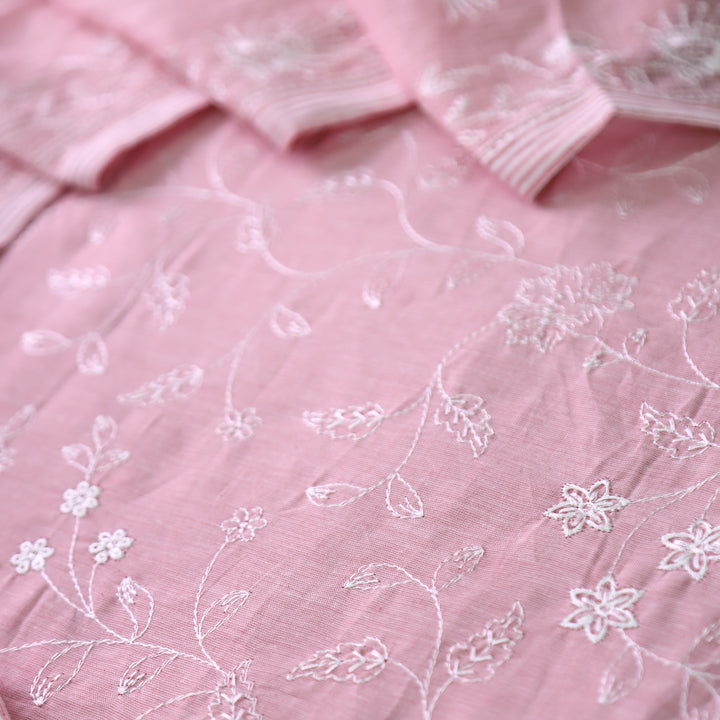 Jiya Blush Pink All Over Embroidered Cotton Set