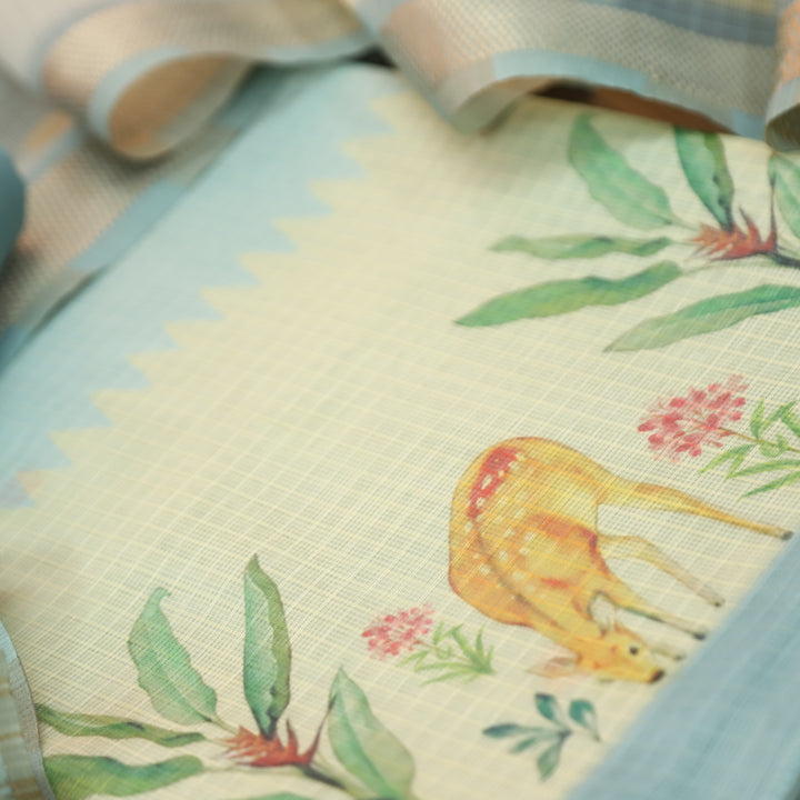 Saloni Powder Blue Digital Floral and Deer Printed Kota Doriya Suit Set