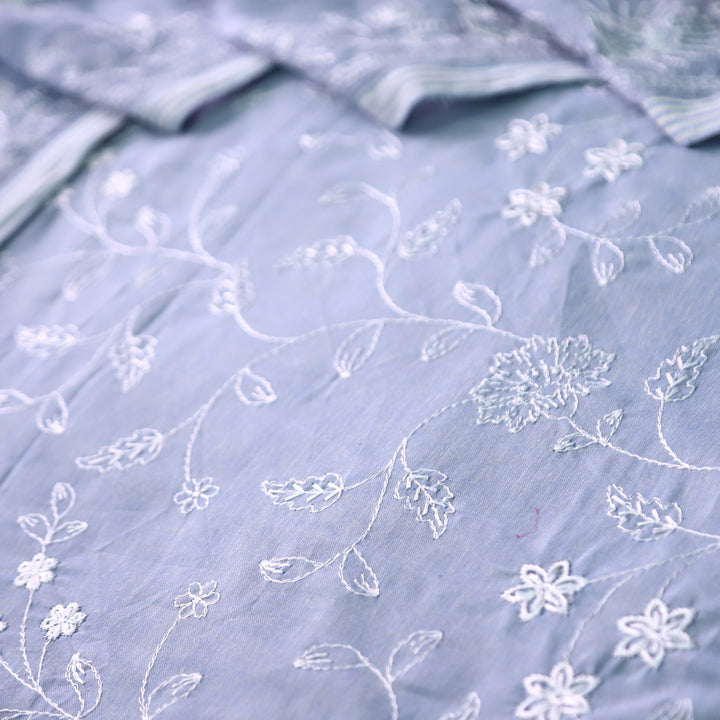 Jiya Greish Blue All Over Embroidered Cotton Set