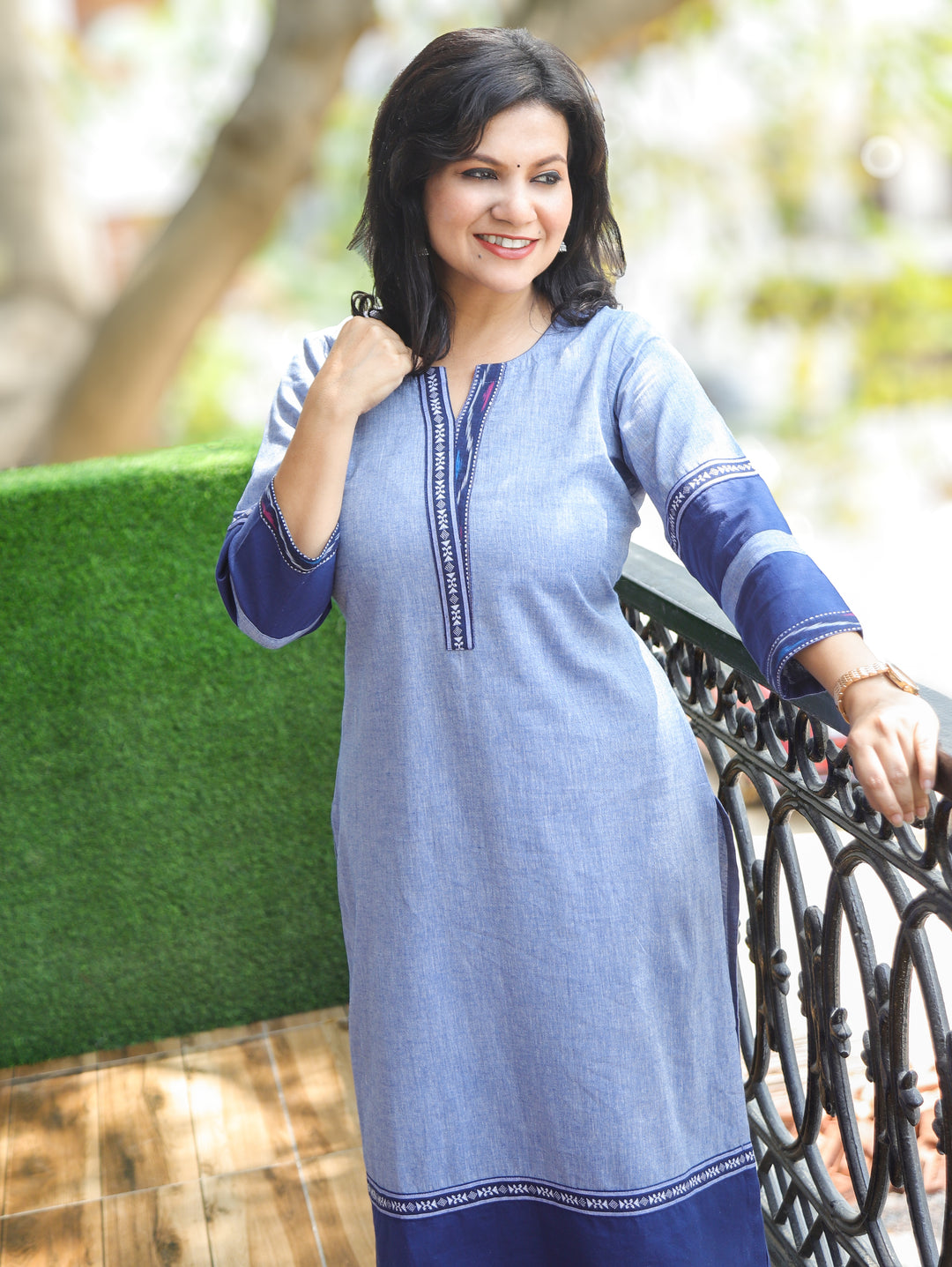 Rakhi Faded Blue South Cotton Kurti