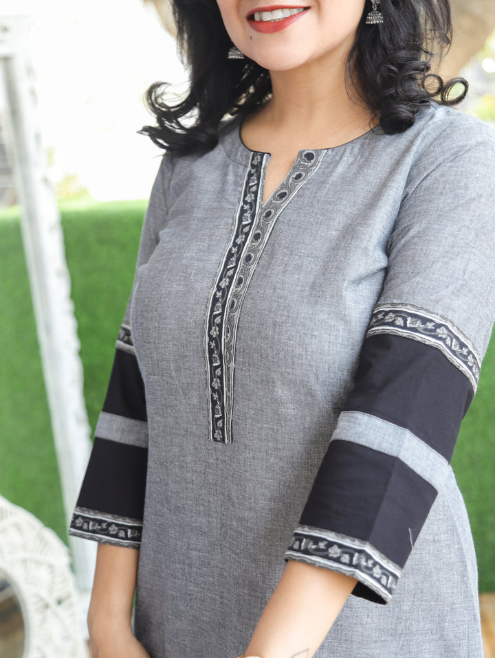 Rakhi Fossil Black South Cotton Kurti