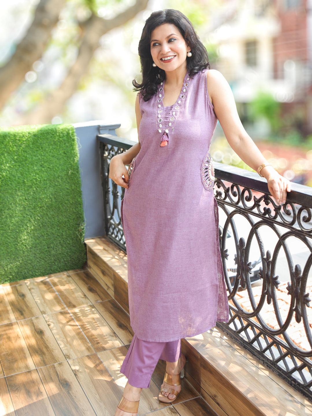 Seyran Helio Lilac Mirror & Kodi Jute Cotton Co-ord Set