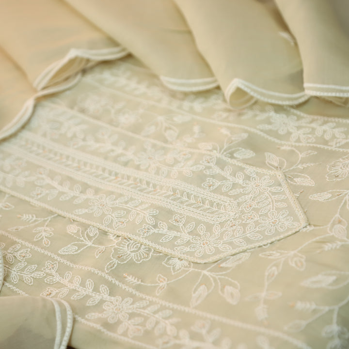 Chaahat Butter Yellow Embroidered Panel Mul Chanderi Set