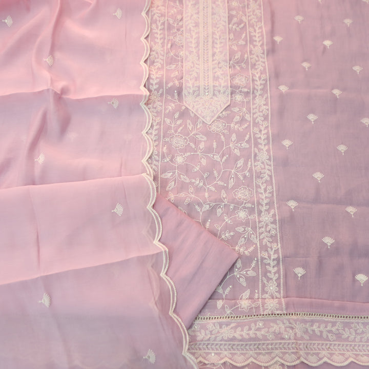 Chaahat Petal Lilac Embroidered Panel Mul Chanderi Set