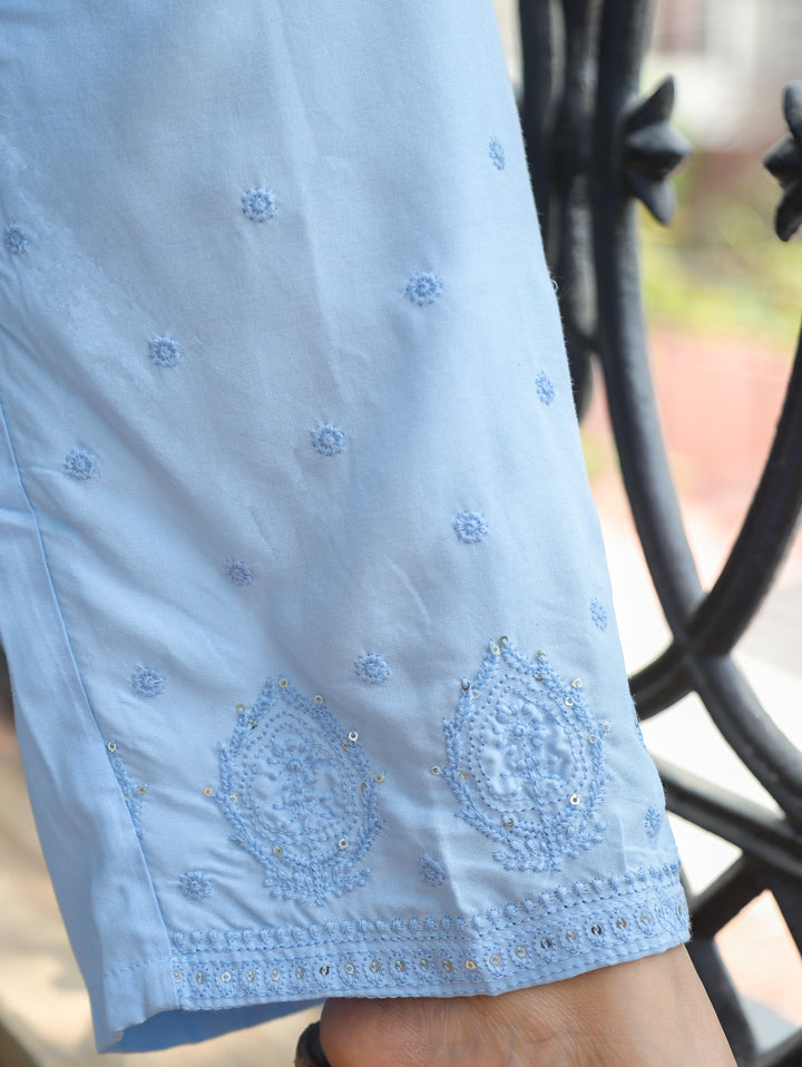 Henna Ice Blue Chikankari Rayon 2 Piece Set