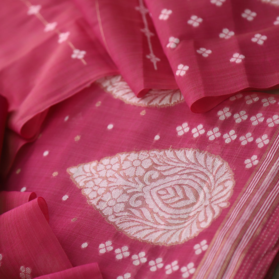 Jannat Cranberry Pink Authentic Jamdani Top and Jamdani Dupatta